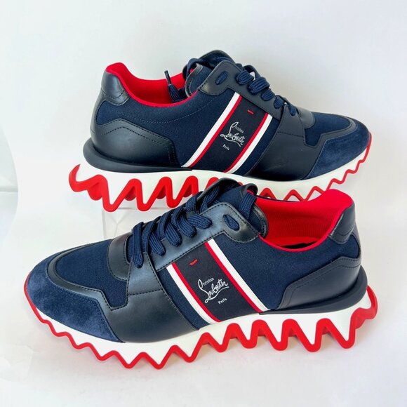 Christian Louboutin Nastroshark Low Top Men Sneakers Navy Blue Size 45 US12 - Picture 16 of 16